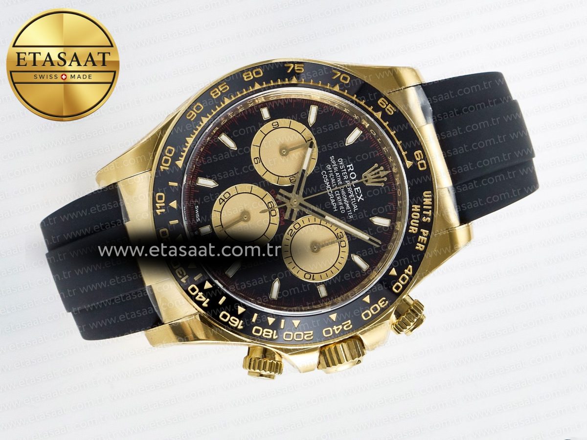 Rolex Daytona 126518 Clean YG 1:1 Best Edition Black/YG Dial on Oysterflex Rubber Strap SH4131 - Görsel 8