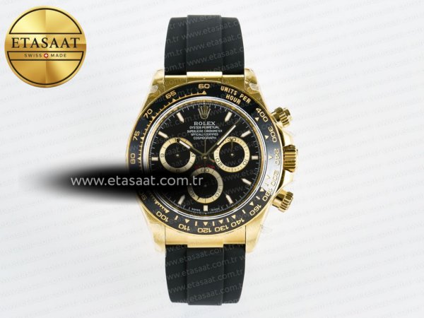 Rolex Daytona 126518 QF Siyah Kadran Oysterflex Reserve Eta Saat - 1:1 Süper Klon Replika Saat