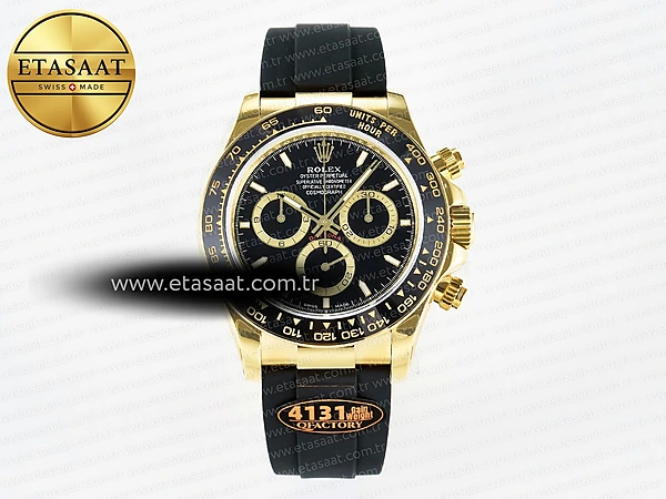 Rolex Daytona 126518 QF Siyah Kadran Oysterflex Ağır Kasa Eta Saat - 1:1 Süper Klon Replika Saat