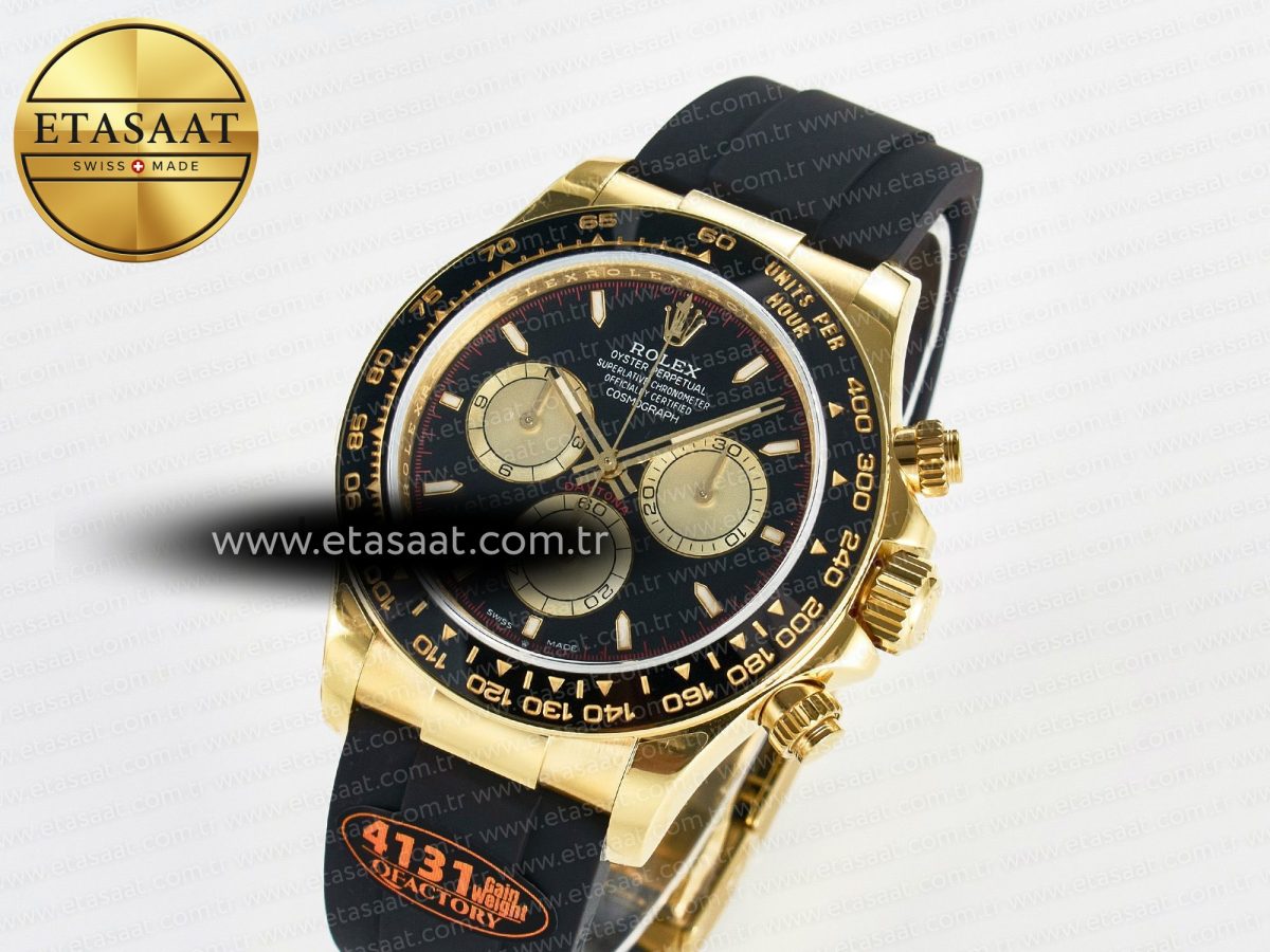 Rolex Daytona 126518 QF 1:1 Best Edition Black/YG Dial on Oysterflex Strap SH4131 V6（Gain Weight） - Görsel 1