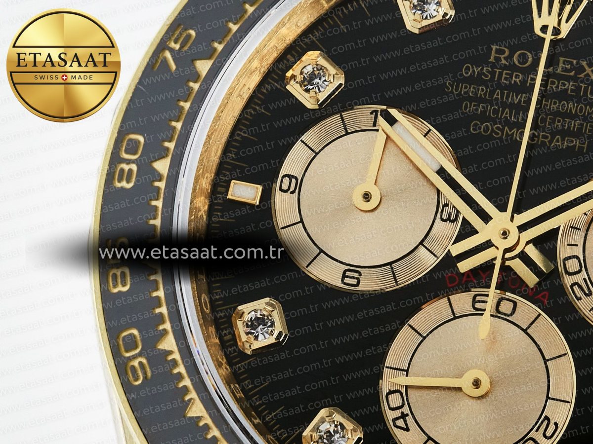 Rolex Daytona 126518 QF 1:1 Best Edition Black/YG Diamonds Dial on Oysterflex Strap QF4131 V10 (48 Hours Power Reserve) - Görsel 13