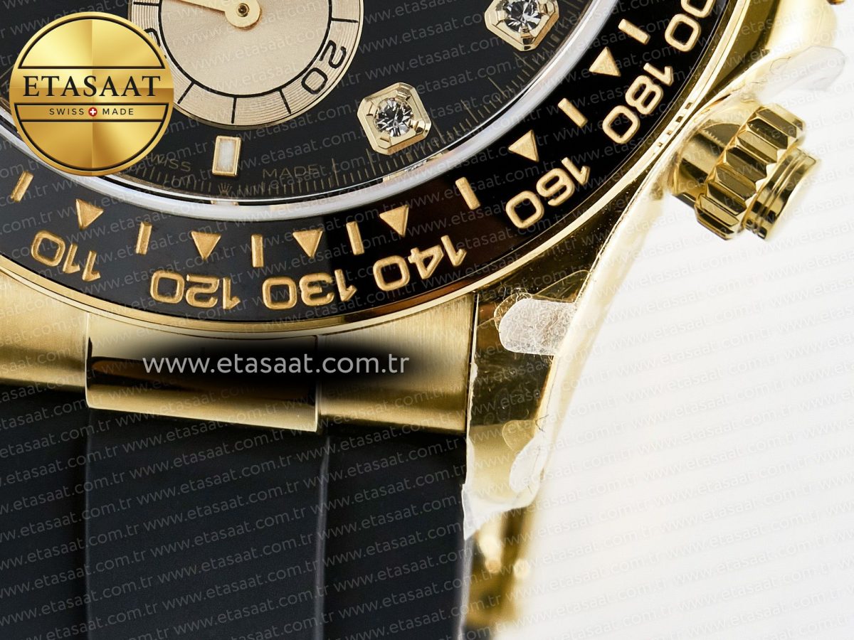 Rolex Daytona 126518 QF 1:1 Best Edition Black/YG Diamonds Dial on Oysterflex Strap QF4131 V10 (48 Hours Power Reserve) - Görsel 14