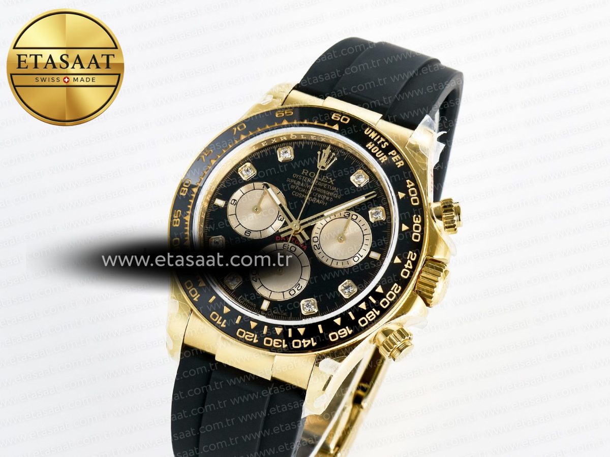 Rolex Daytona 126518 QF 1:1 Best Edition Black/YG Diamonds Dial on Oysterflex Strap QF4131 V10 (48 Hours Power Reserve) - Görsel 2