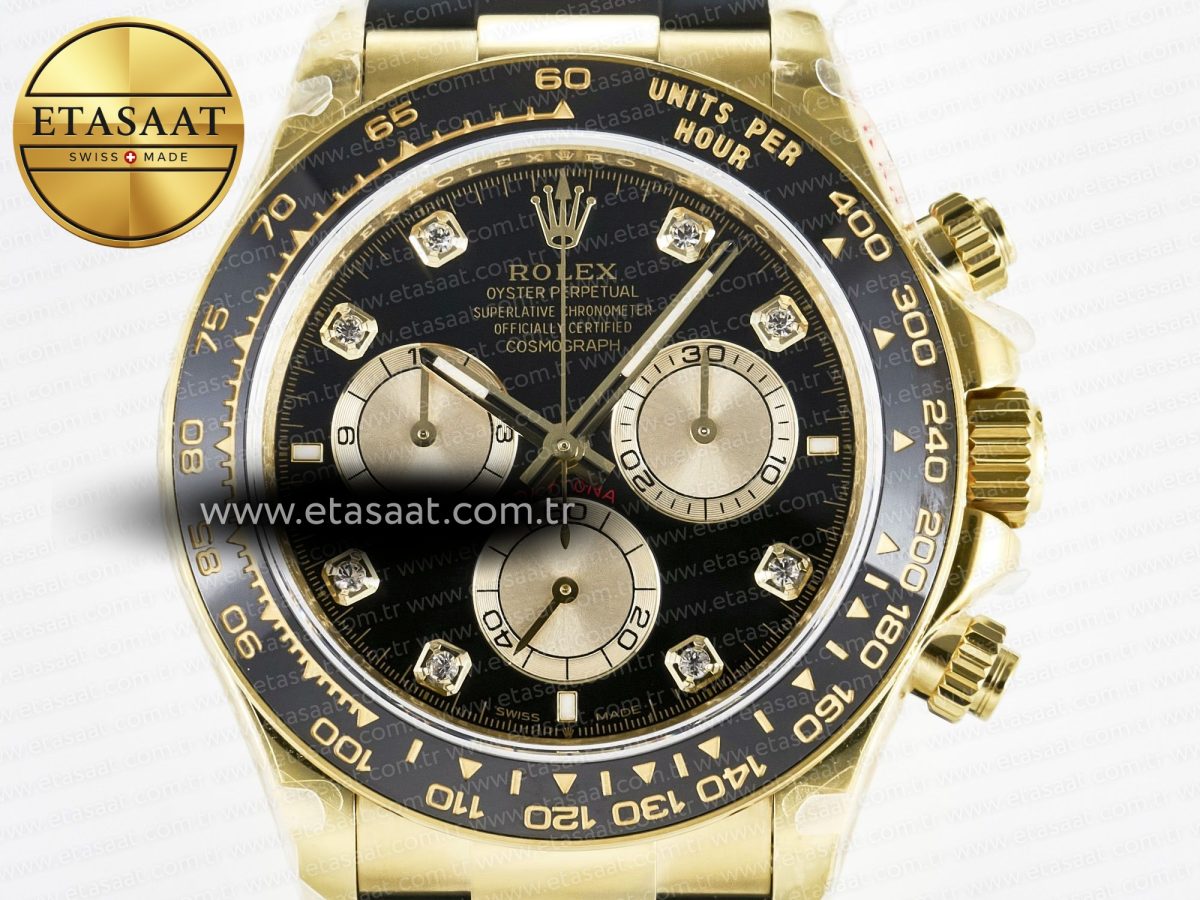 Rolex Daytona 126518 QF 1:1 Best Edition Black/YG Diamonds Dial on Oysterflex Strap QF4131 V10 (48 Hours Power Reserve) - Görsel 4