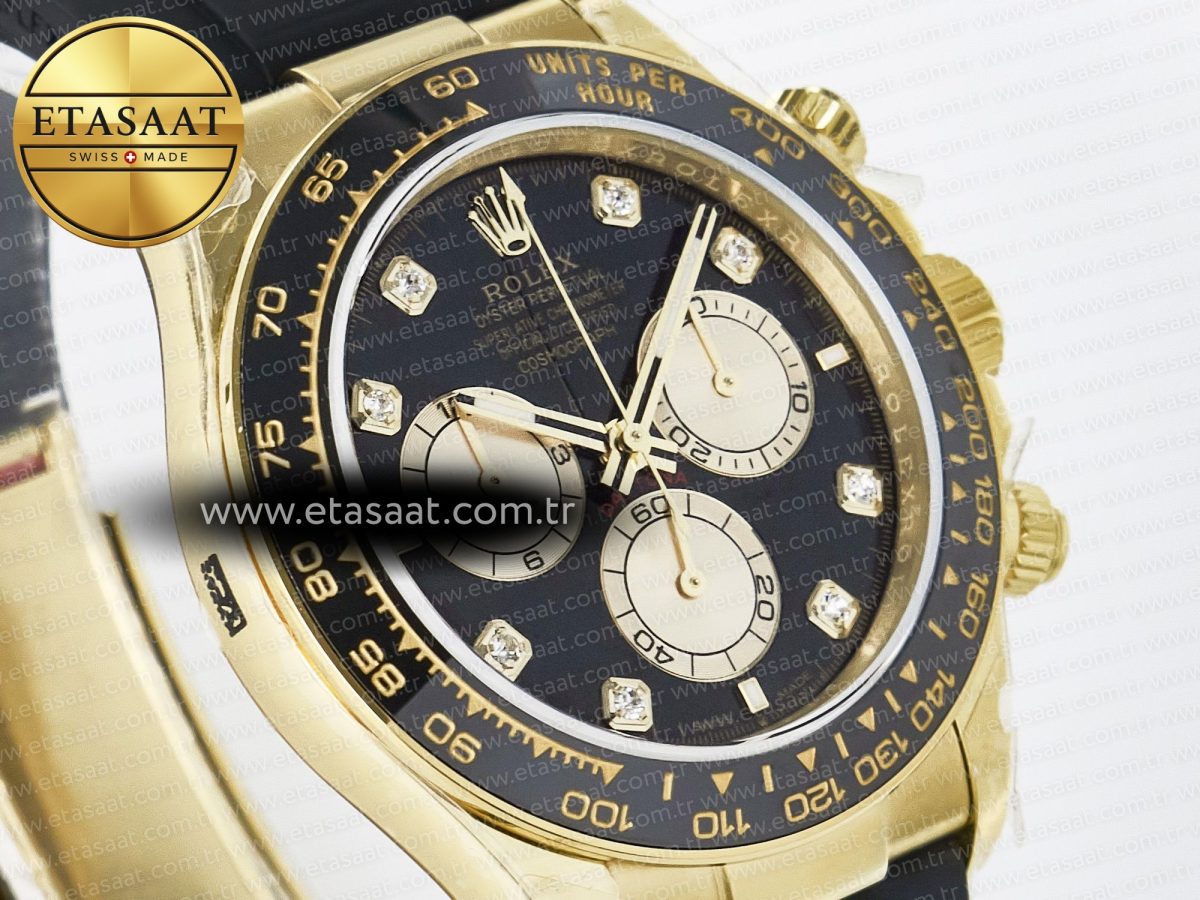 Rolex Daytona 126518 QF 1:1 Best Edition Black/YG Diamonds Dial on Oysterflex Strap QF4131 V10 (48 Hours Power Reserve) - Görsel 5