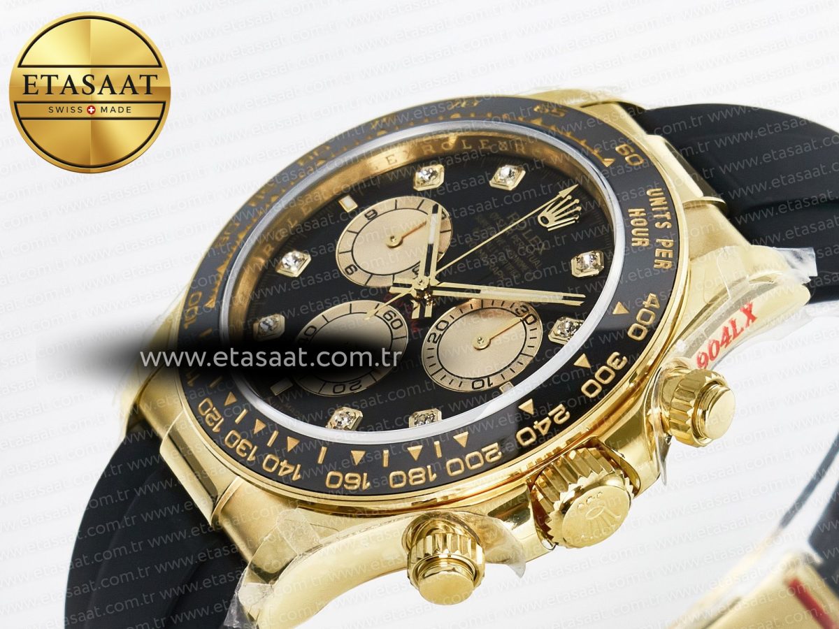 Rolex Daytona 126518 QF 1:1 Best Edition Black/YG Diamonds Dial on Oysterflex Strap QF4131 V10 (48 Hours Power Reserve) - Görsel 6