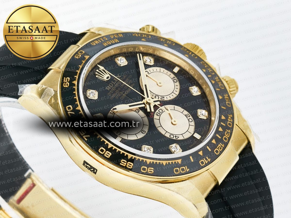Rolex Daytona 126518 QF 1:1 Best Edition Black/YG Diamonds Dial on Oysterflex Strap QF4131 V10 (48 Hours Power Reserve) - Görsel 7