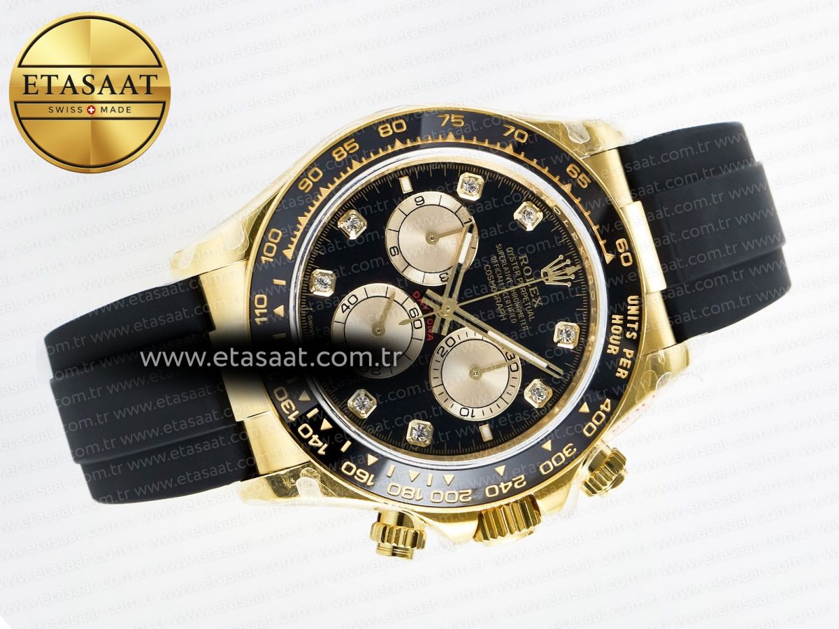 Rolex Daytona 126518 QF 1:1 Best Edition Black/YG Diamonds Dial on Oysterflex Strap QF4131 V10 (48 Hours Power Reserve) - Görsel 8