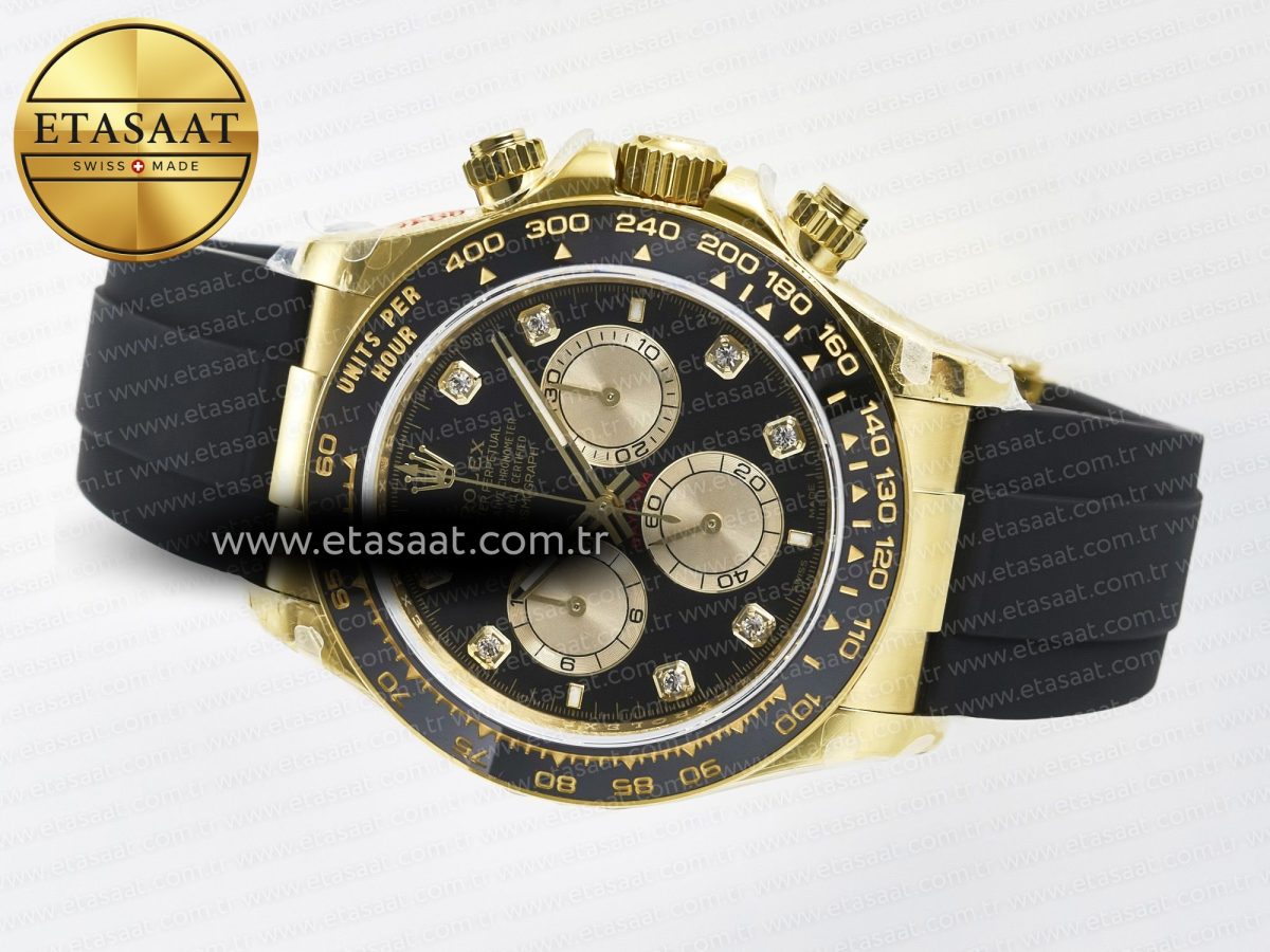 Rolex Daytona 126518 QF 1:1 Best Edition Black/YG Diamonds Dial on Oysterflex Strap QF4131 V10 (48 Hours Power Reserve) - Görsel 9