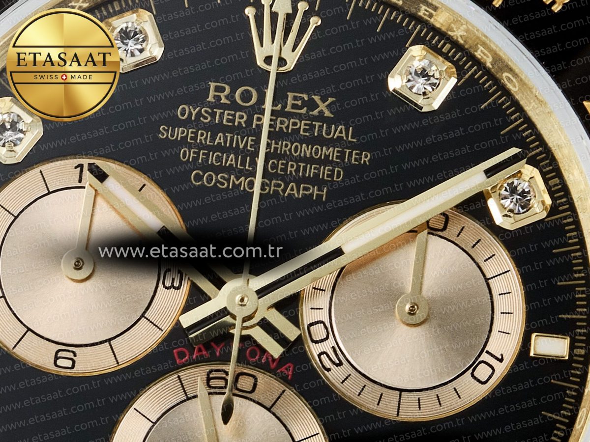 Rolex Daytona 126518 QF 1:1 Best Edition Black/YG Diamonds Dial on Oysterflex Strap SH4131 V6（Gain Weight） - Görsel 11
