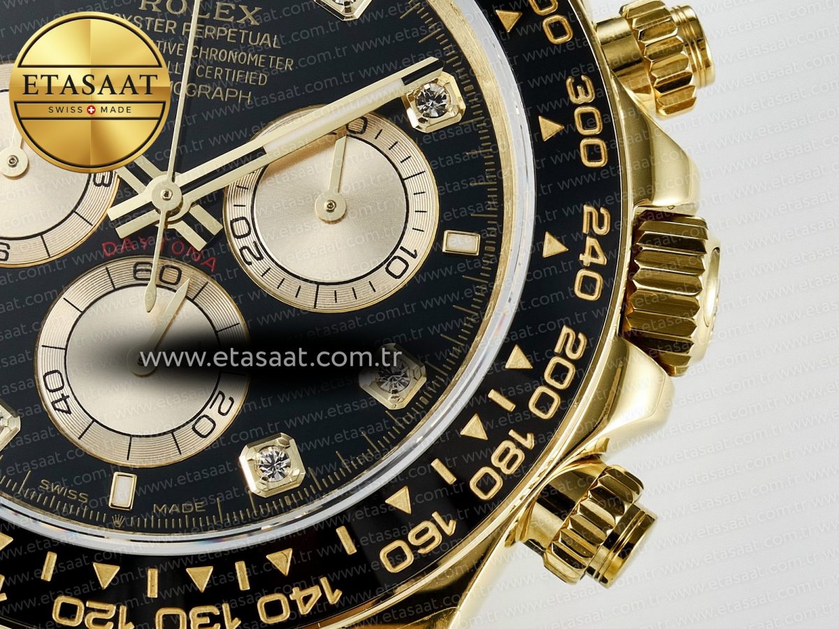 Rolex Daytona 126518 QF 1:1 Best Edition Black/YG Diamonds Dial on Oysterflex Strap SH4131 V6（Gain Weight） - Görsel 12