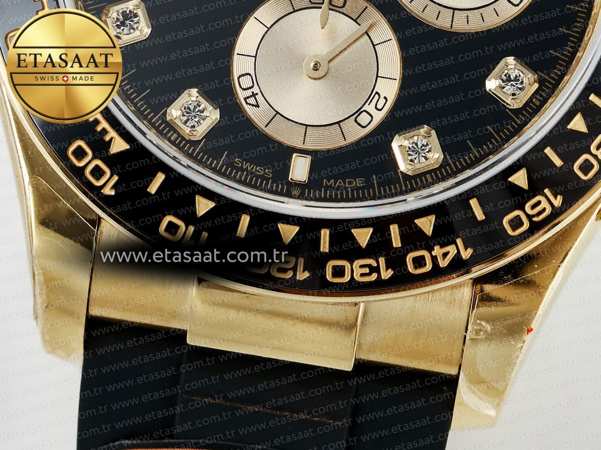 Rolex Daytona 126518 QF 1:1 Best Edition Black/YG Diamonds Dial on Oysterflex Strap SH4131 V6（Gain Weight） - Görsel 13