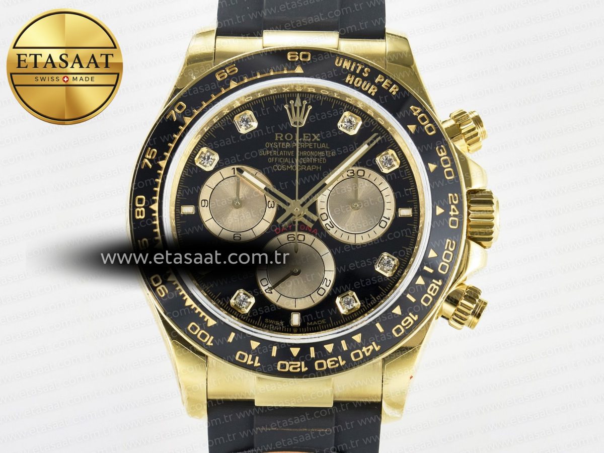 Rolex Daytona 126518 QF 1:1 Best Edition Black/YG Diamonds Dial on Oysterflex Strap SH4131 V6（Gain Weight） - Görsel 4