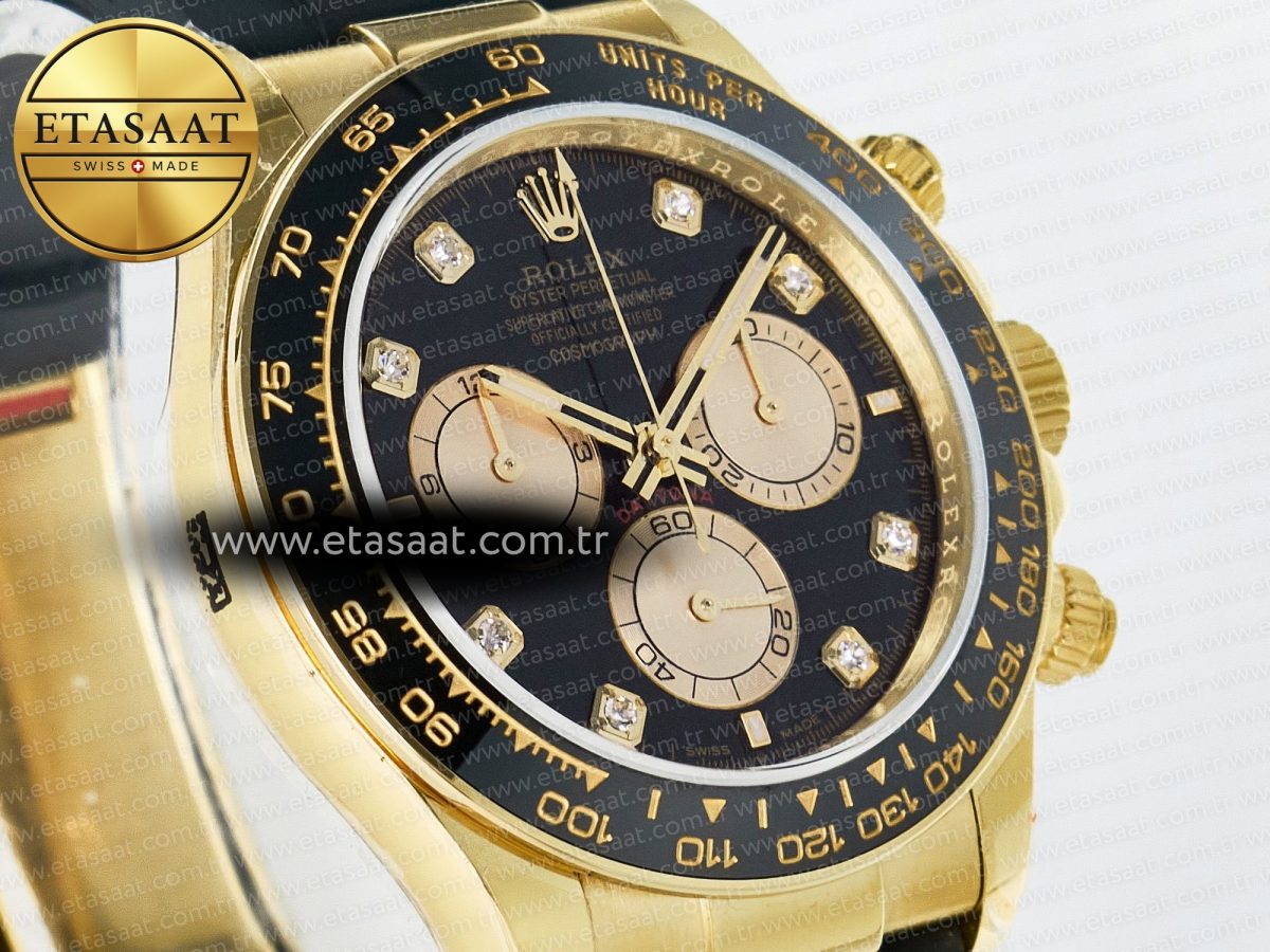 Rolex Daytona 126518 QF 1:1 Best Edition Black/YG Diamonds Dial on Oysterflex Strap SH4131 V6（Gain Weight） - Görsel 5