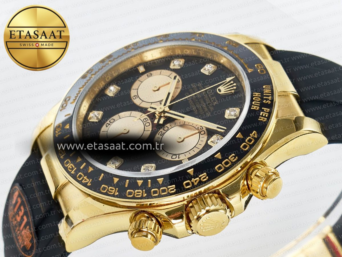 Rolex Daytona 126518 QF 1:1 Best Edition Black/YG Diamonds Dial on Oysterflex Strap SH4131 V6（Gain Weight） - Görsel 6