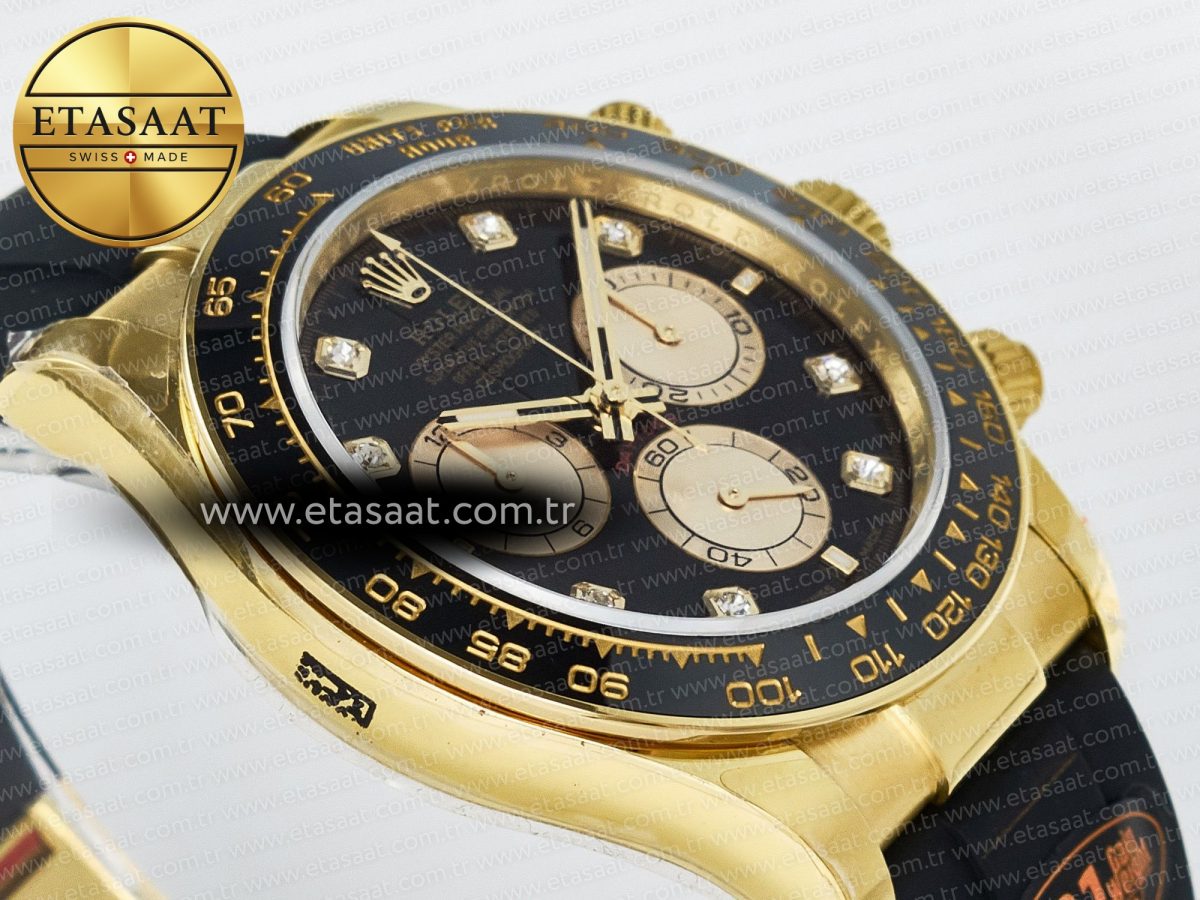 Rolex Daytona 126518 QF 1:1 Best Edition Black/YG Diamonds Dial on Oysterflex Strap SH4131 V6（Gain Weight） - Görsel 7