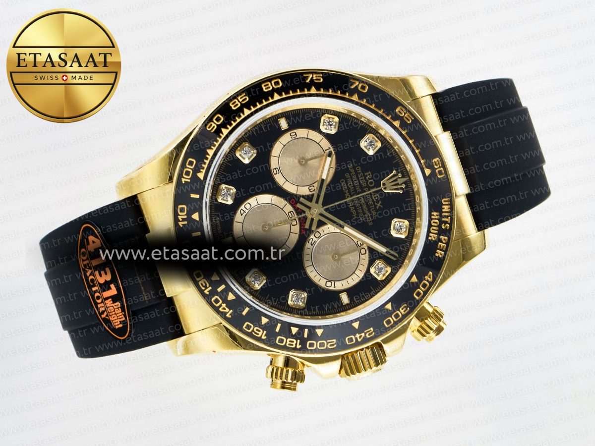 Rolex Daytona 126518 QF 1:1 Best Edition Black/YG Diamonds Dial on Oysterflex Strap SH4131 V6（Gain Weight） - Görsel 8