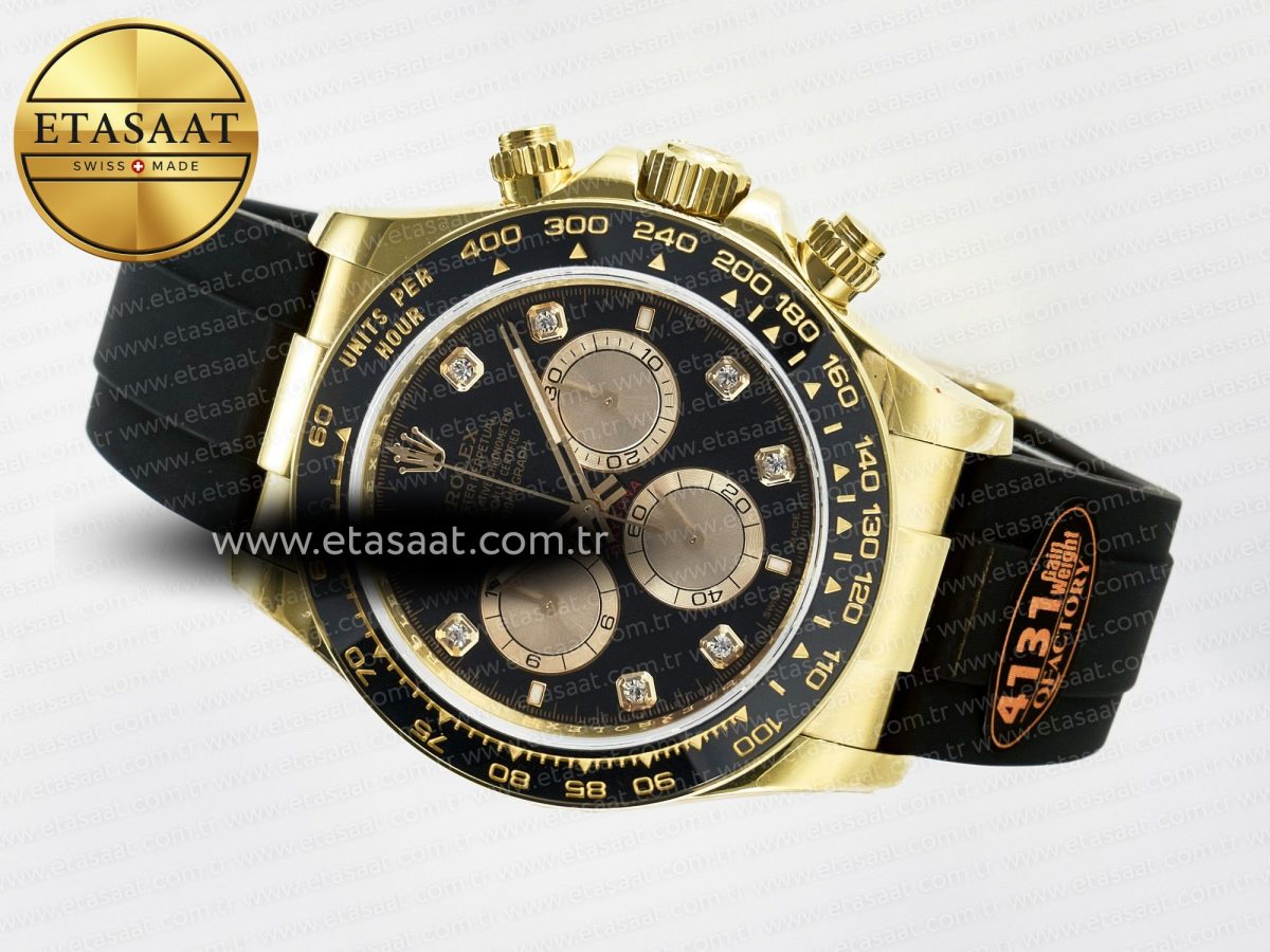 Rolex Daytona 126518 QF 1:1 Best Edition Black/YG Diamonds Dial on Oysterflex Strap SH4131 V6（Gain Weight） - Görsel 9