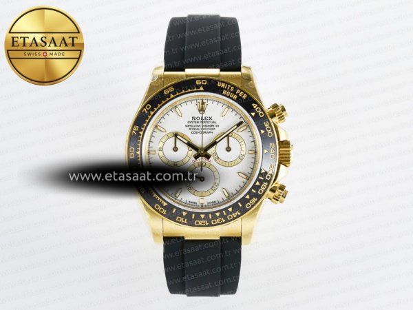 Rolex Daytona 126518 QF Beyaz Kadran Oysterflex Reserve Eta Saat - 1:1 Süper Klon Replika Saat