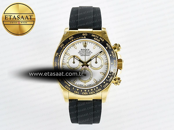 Rolex Daytona 126518 QF Beyaz Kadran Oysterflex Reserve Eta Saat - 1:1 Süper Klon Replika Saat