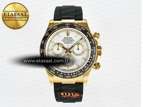 Rolex Daytona 126518 QF Beyaz Kadran Oysterflex Ağır Kasa Eta Saat - 1:1 Süper Klon Replika Saat