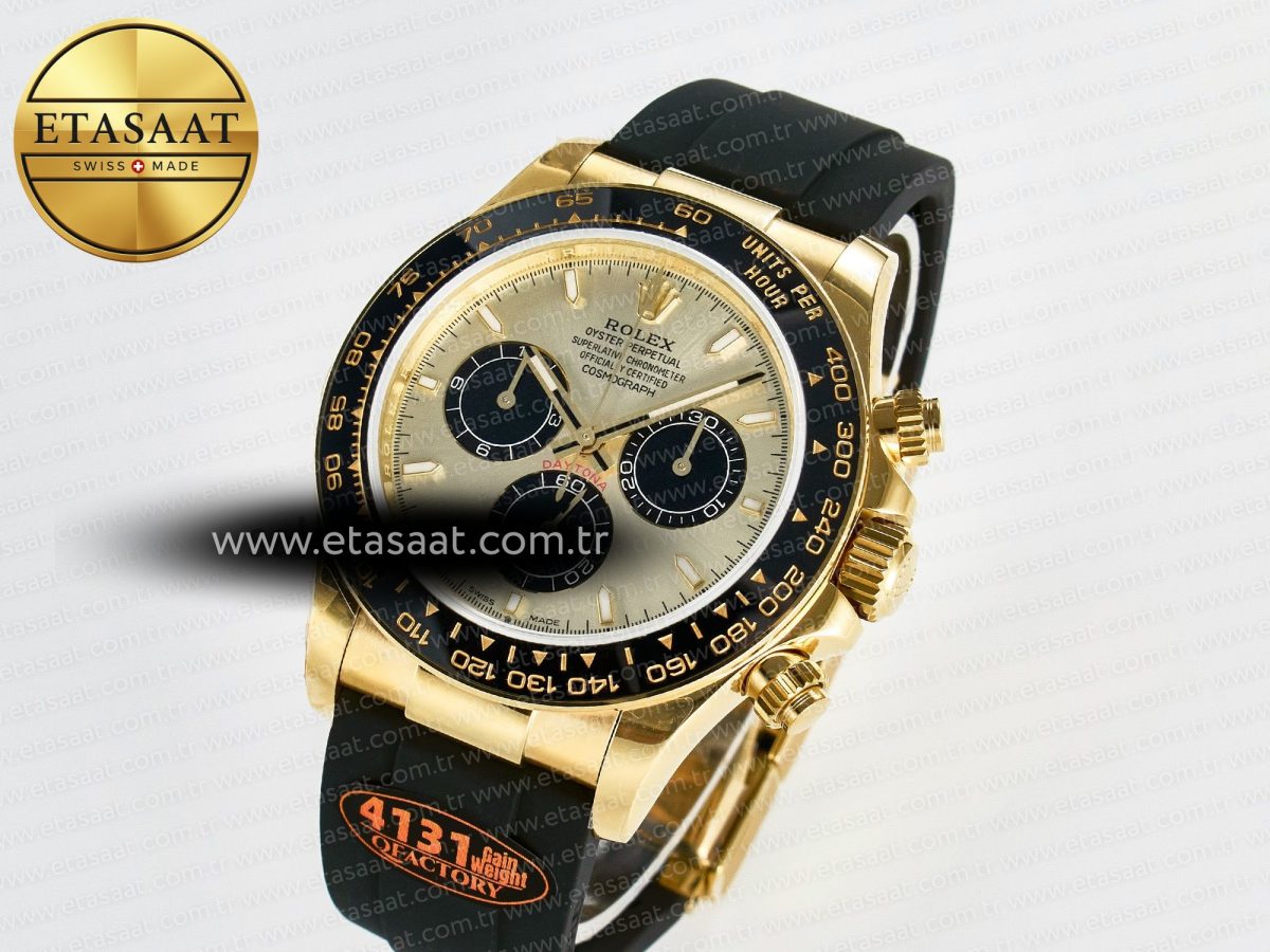 Rolex Daytona 126518 QF 1:1 Best Edition YG/Black Dial on Oysterflex Strap SH4131 V6（Gain Weight） - Görsel 2
