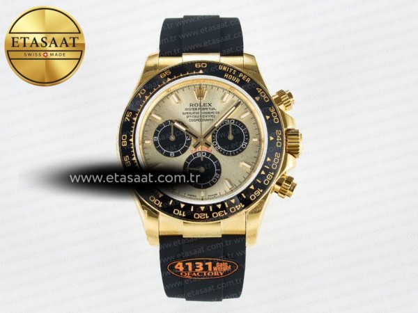 Rolex Daytona 126518 QF YG/Siyah Kadran Oysterflex Ağır Eta Saat - 1:1 Süper Klon Replika Saat