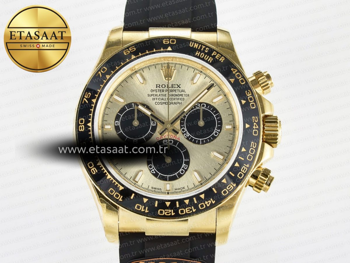 Rolex Daytona 126518 QF 1:1 Best Edition YG/Black Dial on Oysterflex Strap SH4131 V6（Gain Weight） - Görsel 4