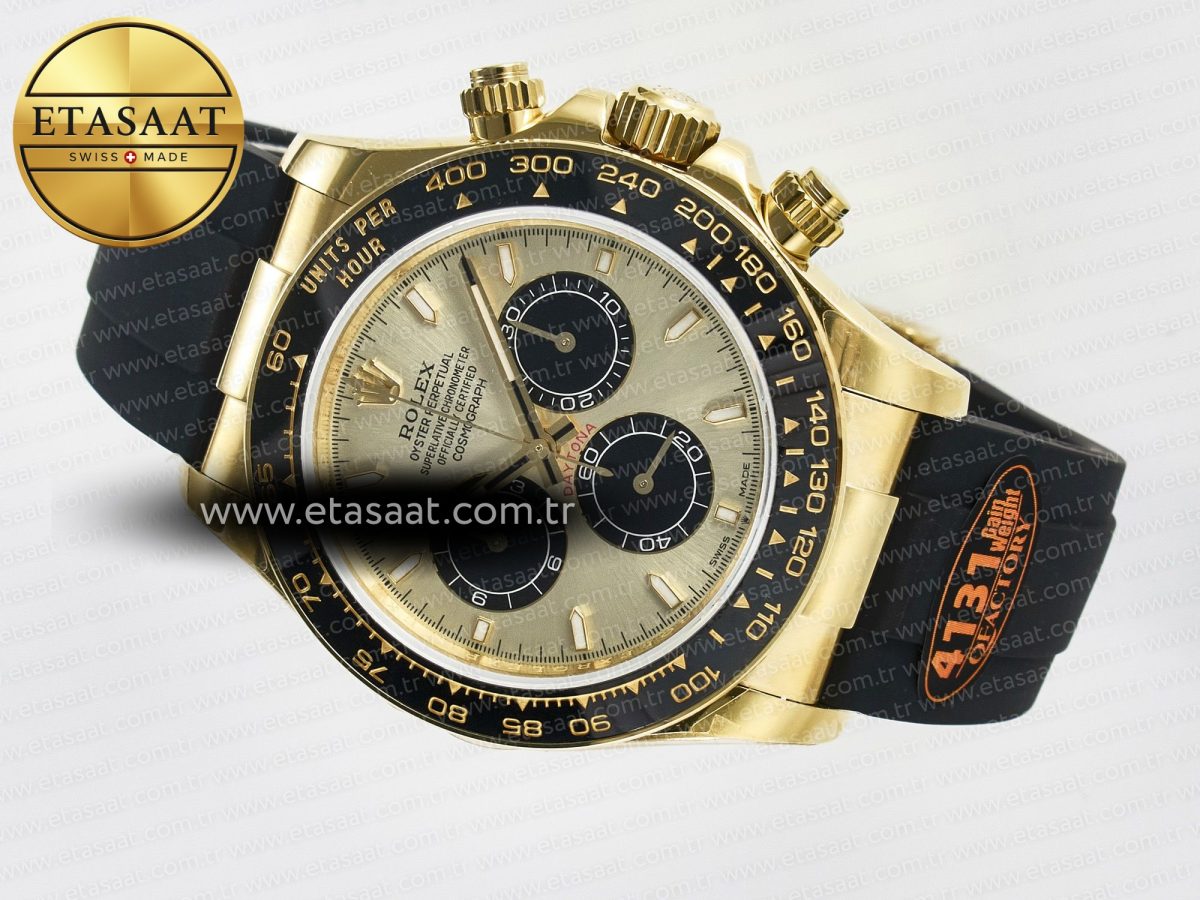 Rolex Daytona 126518 QF 1:1 Best Edition YG/Black Dial on Oysterflex Strap SH4131 V6（Gain Weight） - Görsel 8