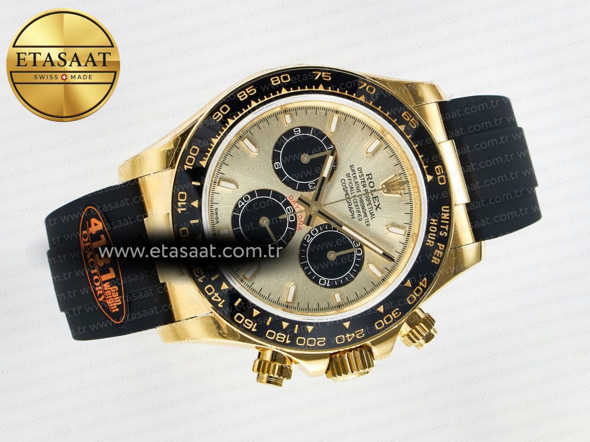 Rolex Daytona 126518 QF 1:1 Best Edition YG/Black Dial on Oysterflex Strap SH4131 V6（Gain Weight） - Görsel 9