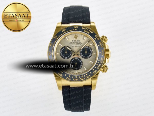 Rolex Daytona 126518 YG VSF Altın Kadran Oysterflex SH4131 Eta Saat - 1:1 Süper Klon Replika Saat