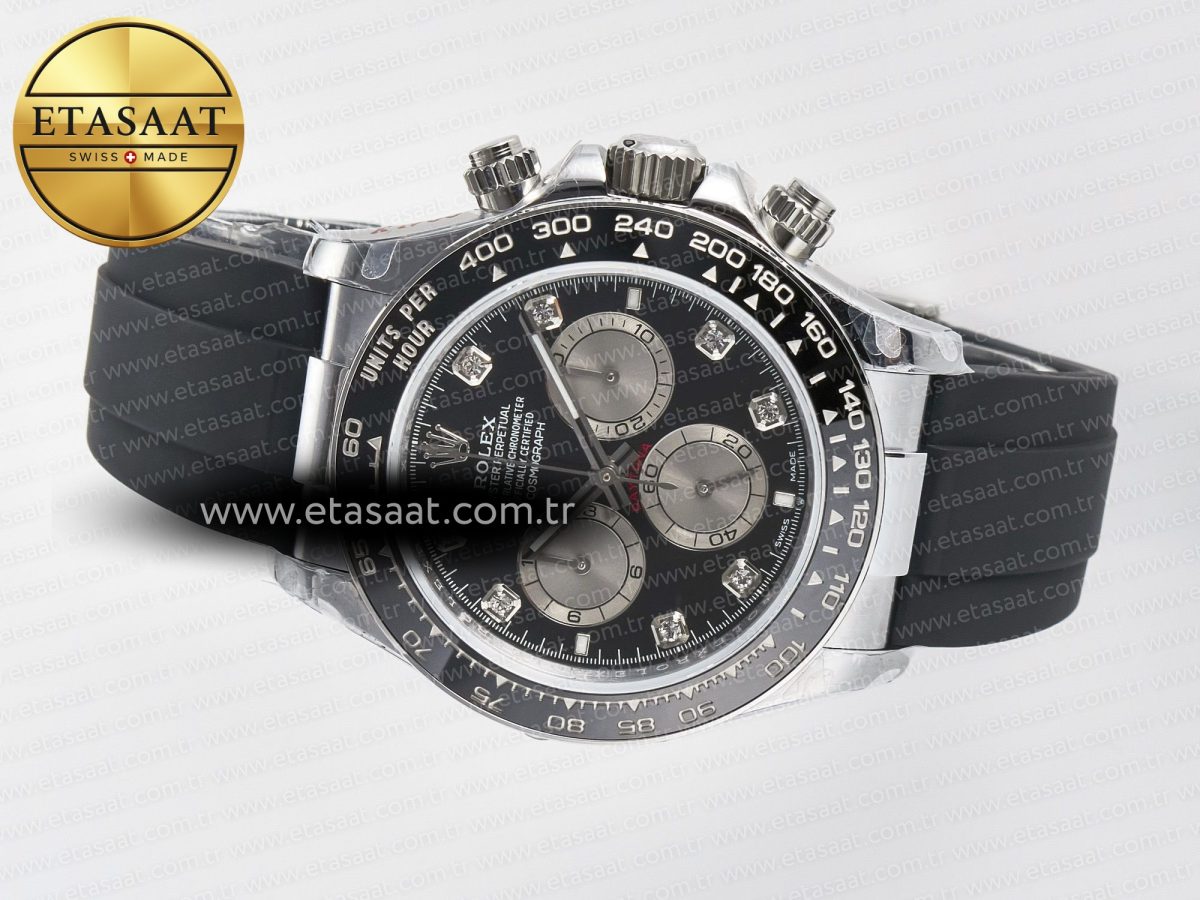 Rolex Daytona 126519 QF 1:1 Best Edition Black/Gray Dial Diamonds on Oysterflex Strap QF4131 V10 (48 Hours Power Reserve) - Görsel 9