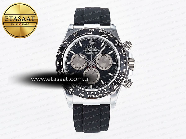 Rolex Daytona 126519 QF Siyah/Gümüş Kadran Ağır Kasa Eta Saat - 1:1 Süper Klon Replika Saat