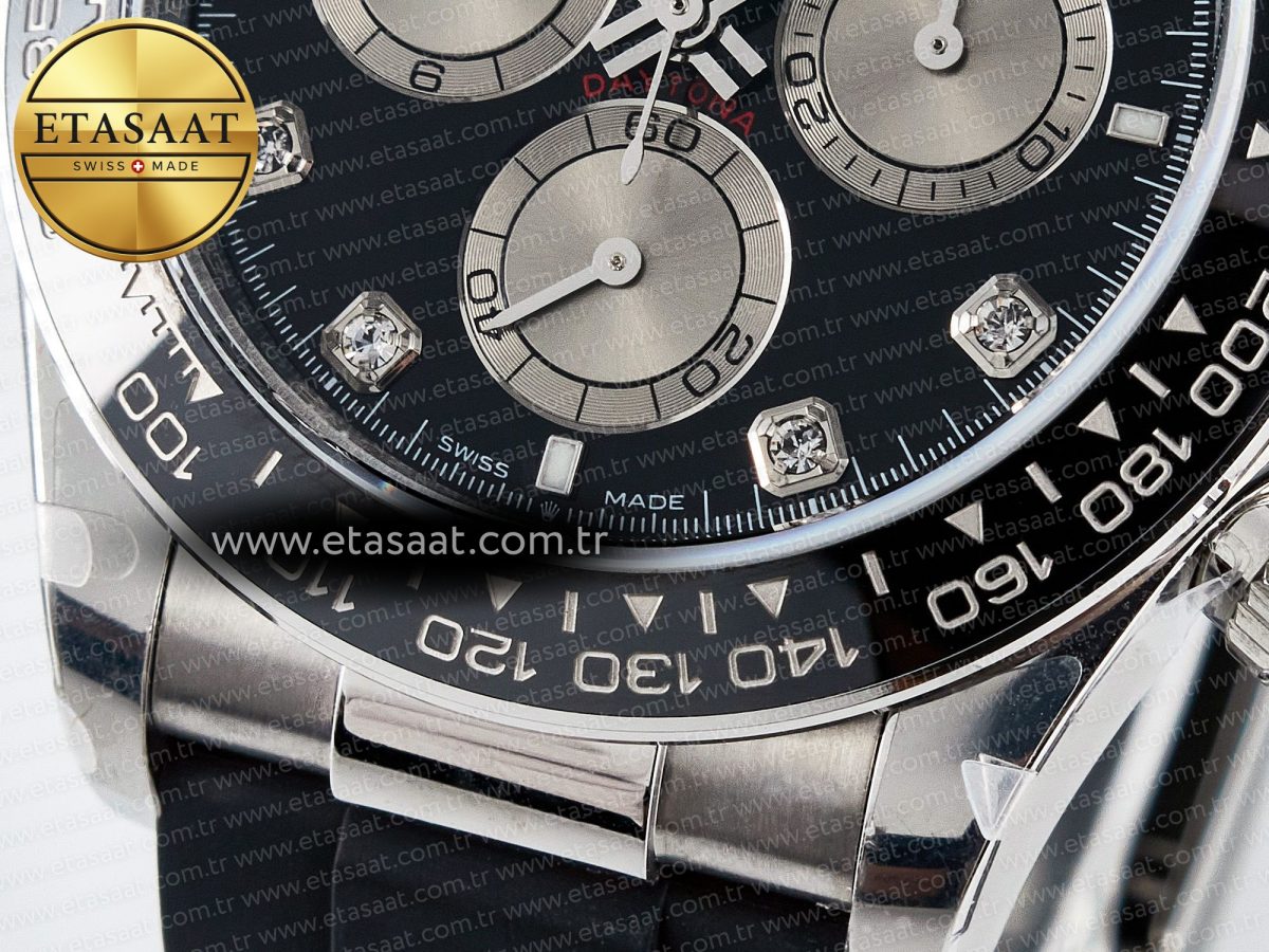 Rolex Daytona 126519 QF 1:1 Best Edition Black/Silver Diamonds Dial on Oysterflex Strap SH4131 V5 - Görsel 12