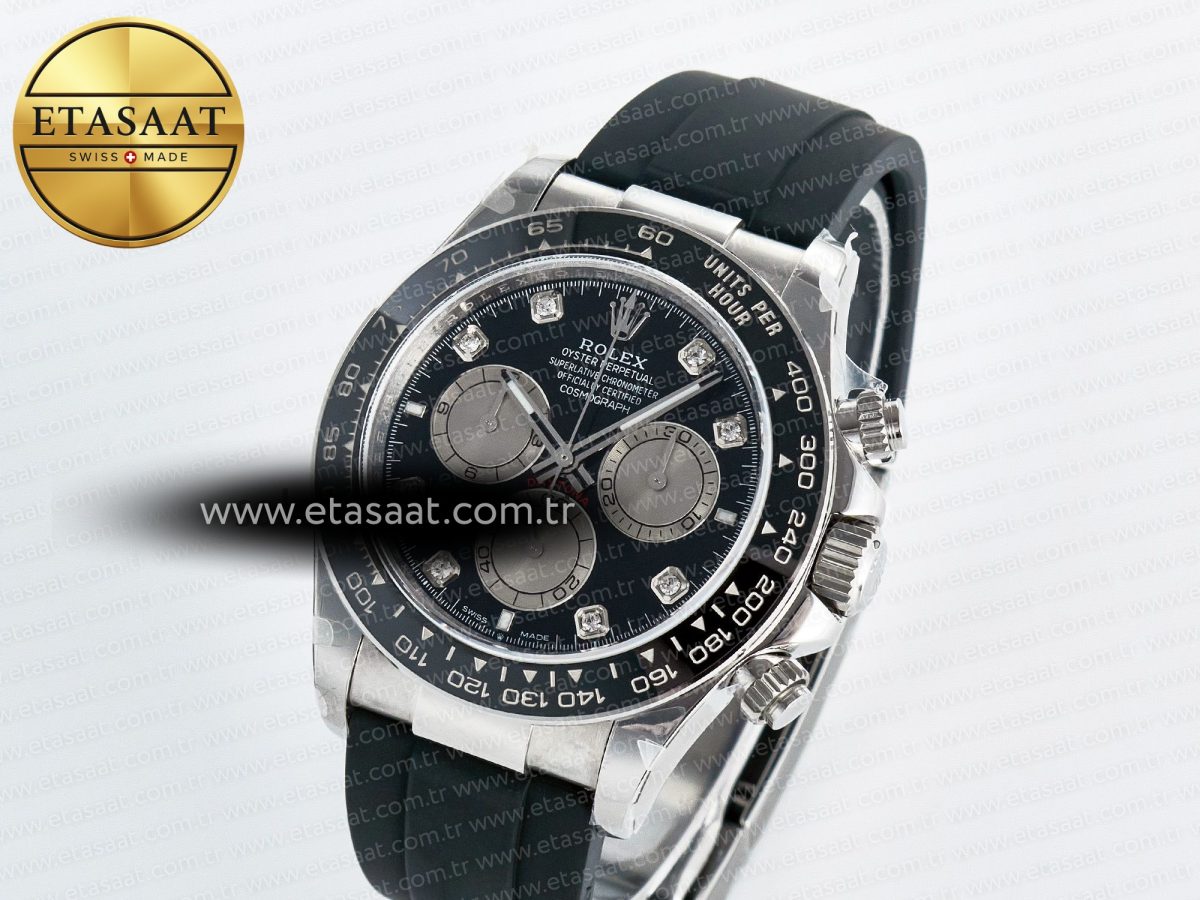 Rolex Daytona 126519 QF 1:1 Best Edition Black/Silver Diamonds Dial on Oysterflex Strap SH4131 V5 - Görsel 2