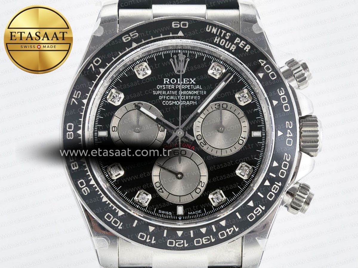 Rolex Daytona 126519 QF 1:1 Best Edition Black/Silver Diamonds Dial on Oysterflex Strap SH4131 V5 - Görsel 4