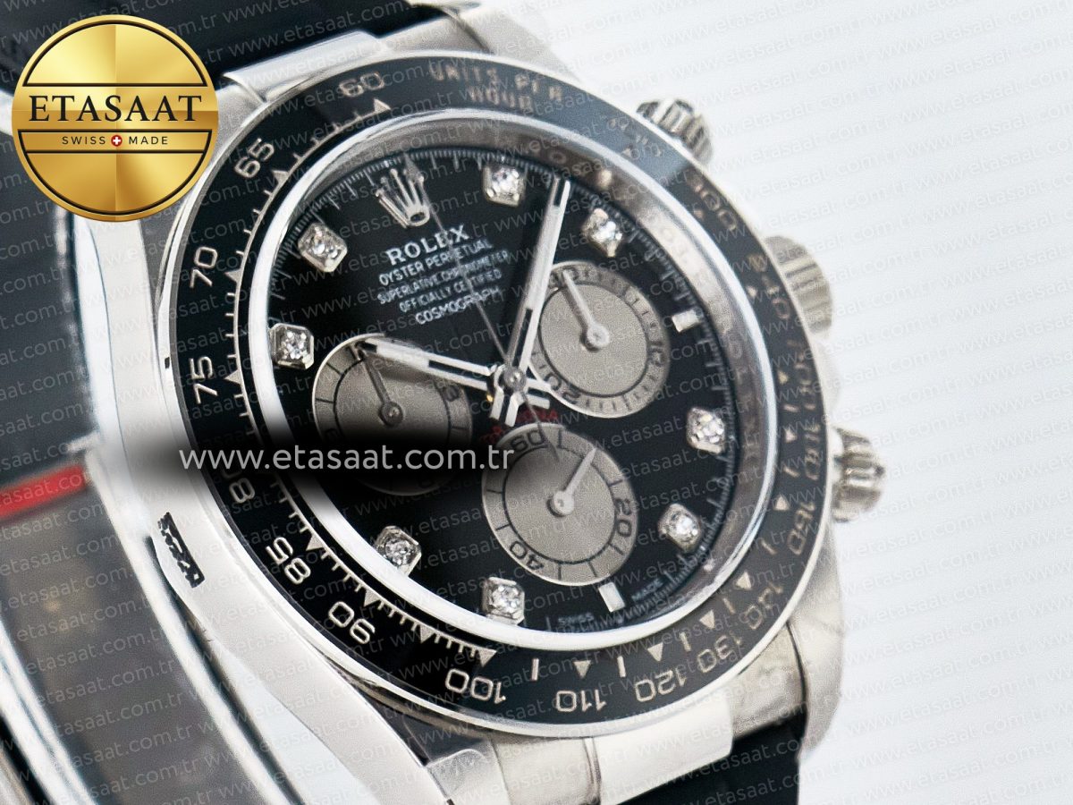 Rolex Daytona 126519 QF 1:1 Best Edition Black/Silver Diamonds Dial on Oysterflex Strap SH4131 V5 - Görsel 5