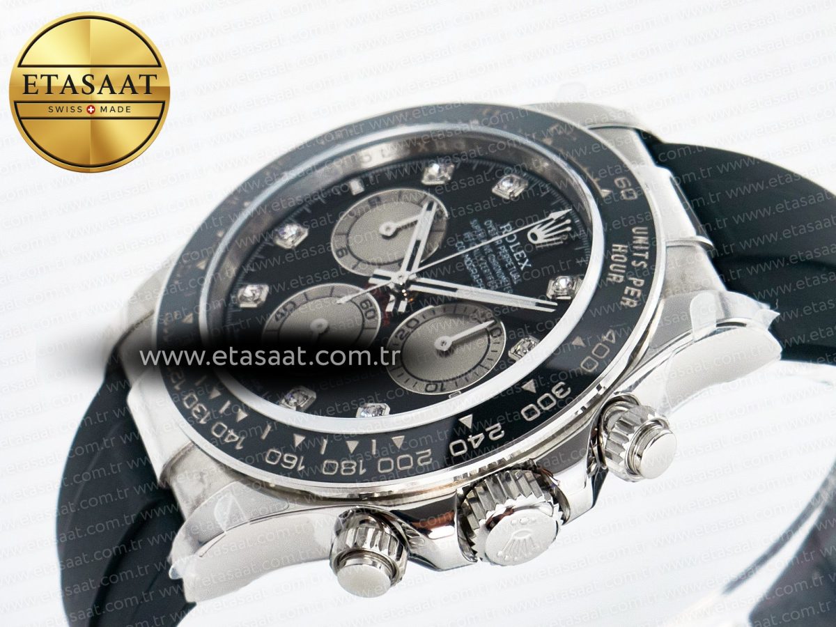 Rolex Daytona 126519 QF 1:1 Best Edition Black/Silver Diamonds Dial on Oysterflex Strap SH4131 V5 - Görsel 6