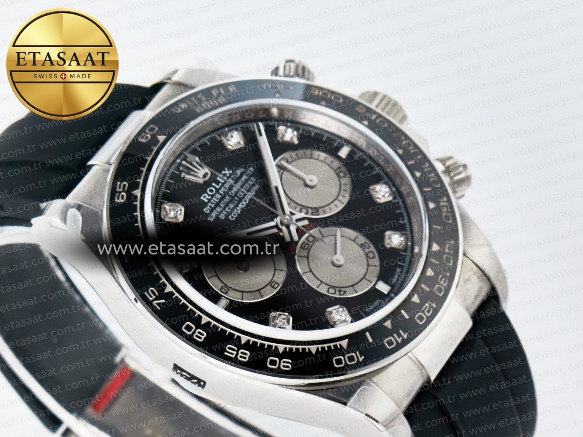 Rolex Daytona 126519 QF 1:1 Best Edition Black/Silver Diamonds Dial on Oysterflex Strap SH4131 V5 - Görsel 7