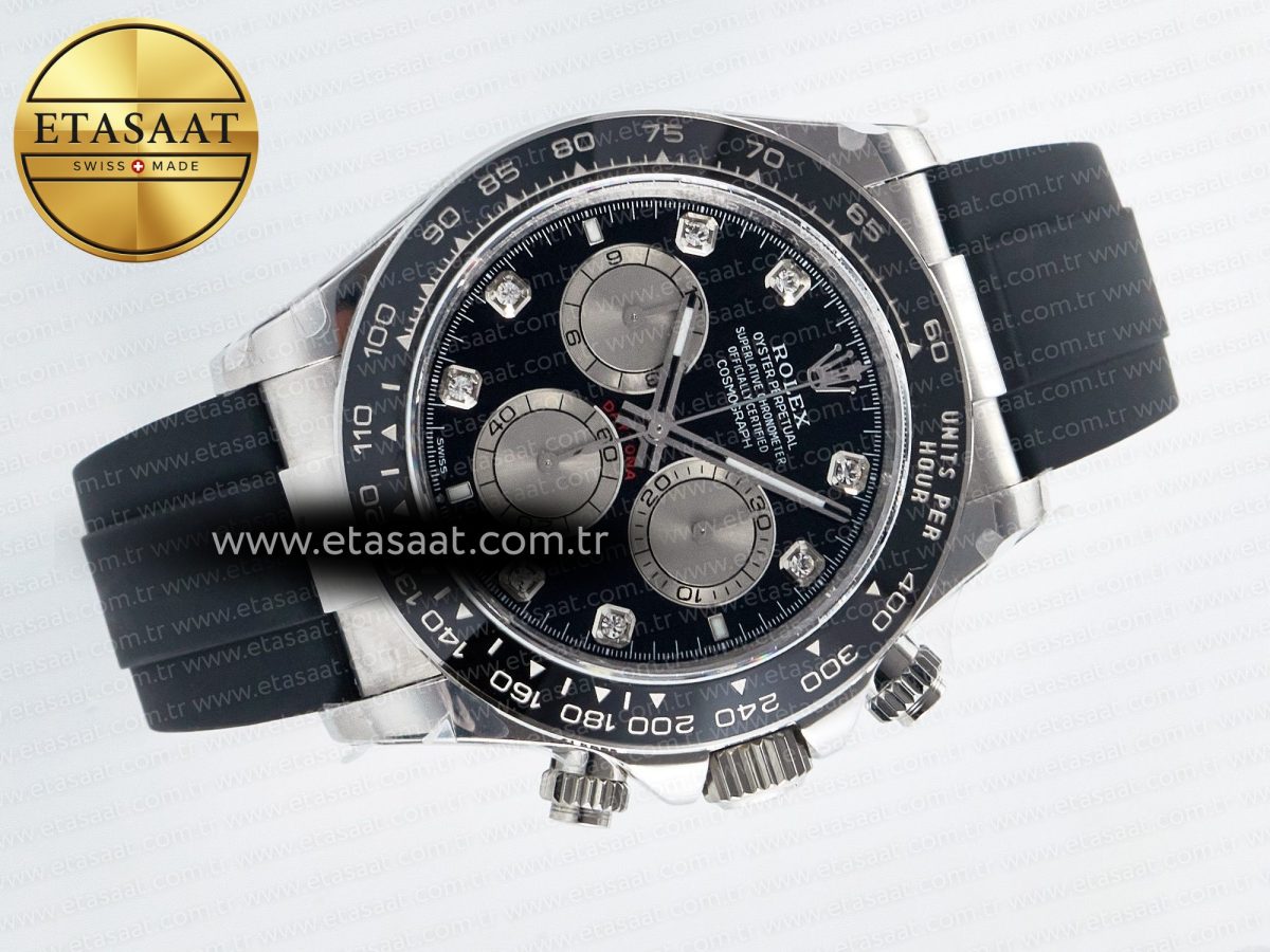 Rolex Daytona 126519 QF 1:1 Best Edition Black/Silver Diamonds Dial on Oysterflex Strap SH4131 V5 - Görsel 8