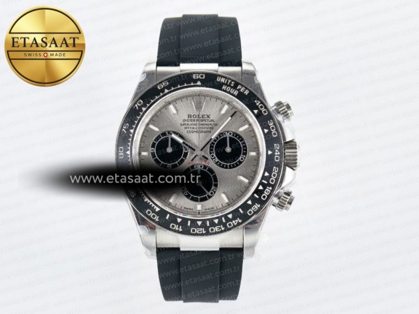 Rolex Daytona 126519 QF Gri/Siyah Kadran Oysterflex SH4131 Eta Saat - 1:1 Süper Klon Replika Saat
