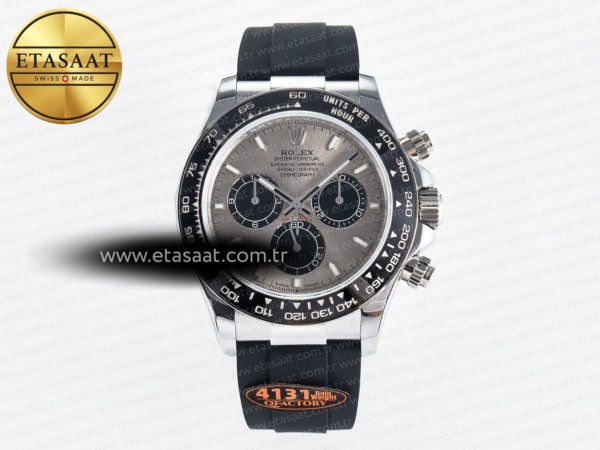 Rolex Daytona 126519 QF Gri/Siyah Kadran Oysterflex Ağır Eta Saat - 1:1 Süper Klon Replika Saat