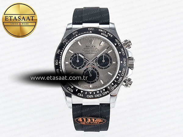 Rolex Daytona 126519 QF Gri/Siyah Kadran Oysterflex Ağır Eta Saat - 1:1 Süper Klon Replika Saat