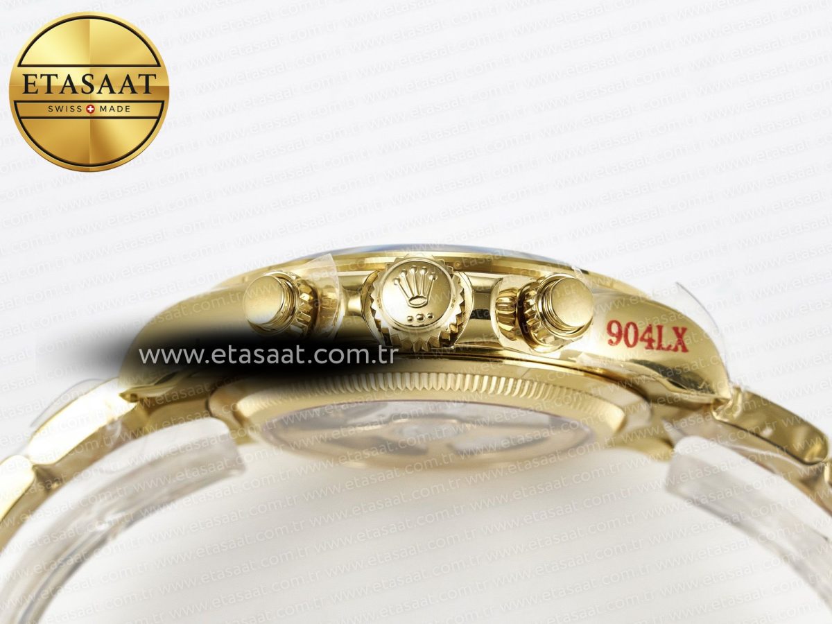 Rolex Daytona 126528 QF 1:1 Best Edition Black Dial Steel 904L on YG Bracelet V8 QF4132 - Görsel 16