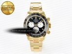 Rolex Daytona 126528 QF 1:1 Best Edition Black Dial Steel 904L on YG Bracelet V8 QF4132 - Görsel 3