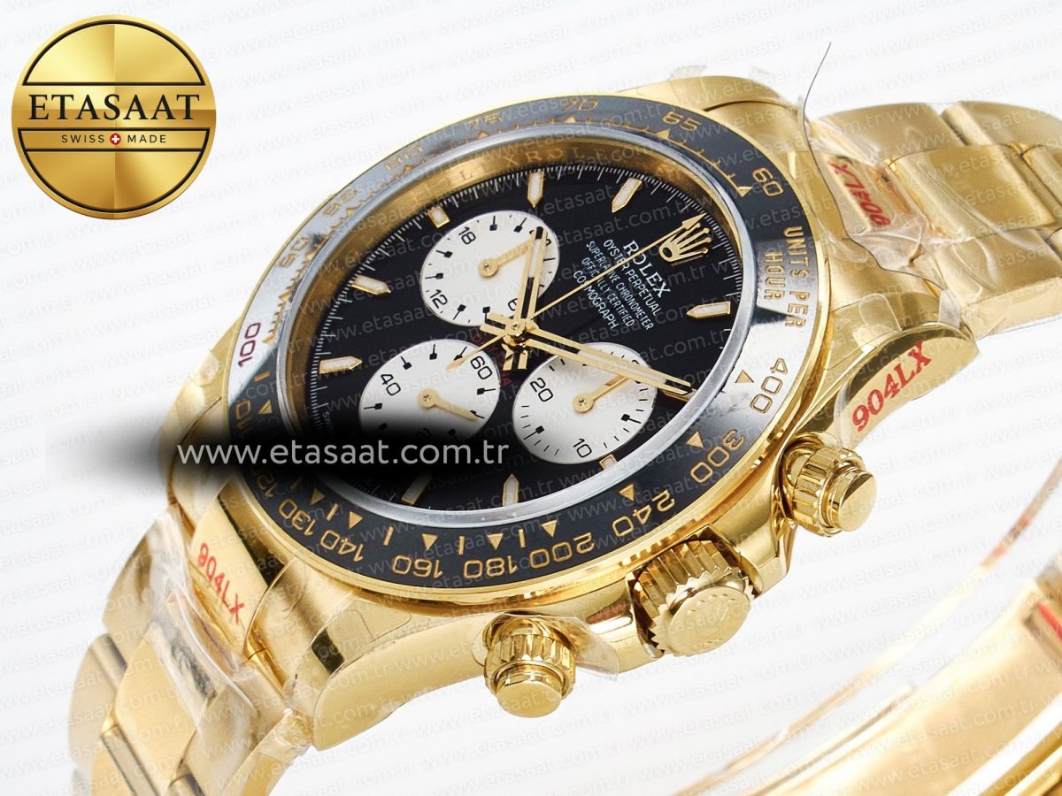 Rolex Daytona 126528 QF 1:1 Best Edition Black Dial Steel 904L on YG Bracelet V8 QF4132 - Görsel 6