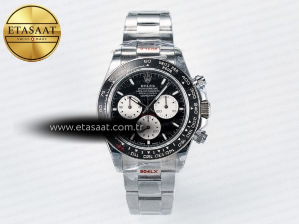 Rolex Daytona 126529 QF Siyah Kadran Çelik 904L V8 QF4132 Eta Saat - 1:1 Süper Klon Replika Saat