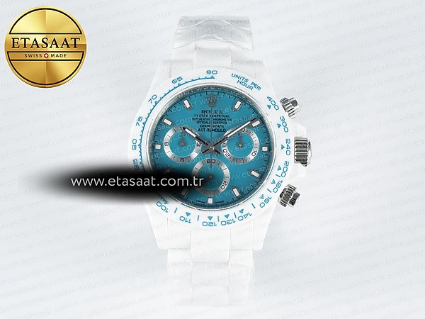 Rolex Daytona Aet Beyaz Seramik Tiffany Mavi N6F SA4130 Eta Saat - 1:1 Süper Klon Replika Saat