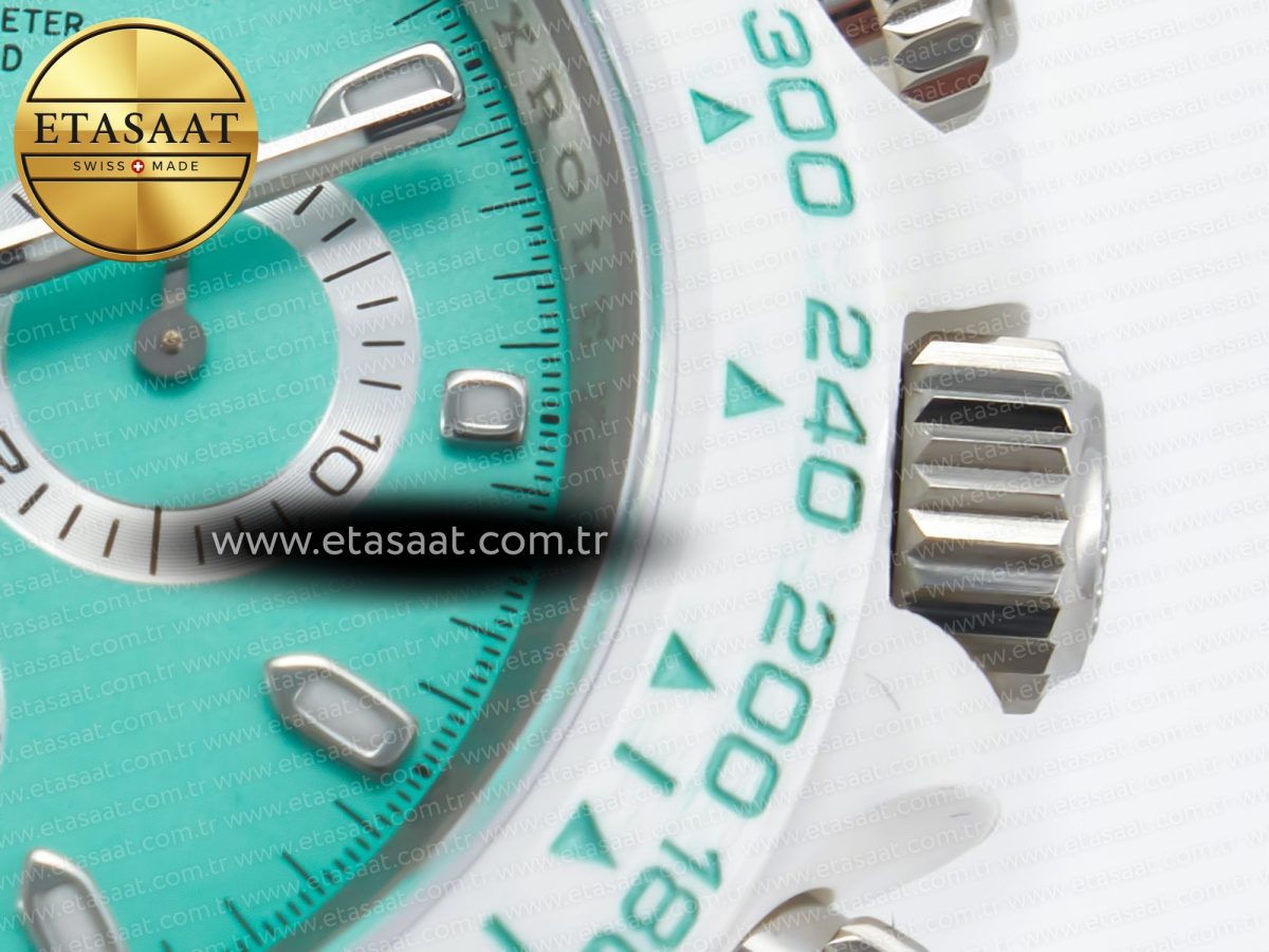 Rolex Daytona AET White Solid Ceramic Case and Bracelet Avocado Green Dial ZF 1:1 Best Edition SH4130 - Görsel 11