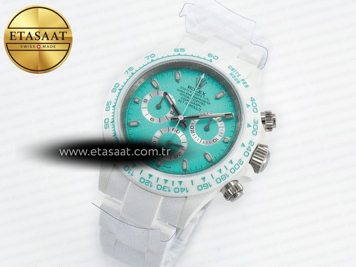 Rolex Daytona AET White Solid Ceramic Case and Bracelet Avocado Green Dial ZF 1:1 Best Edition SH4130 - Görsel 2
